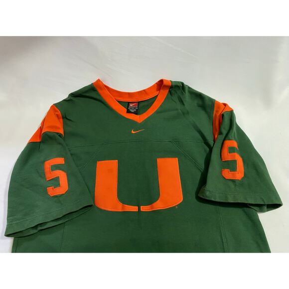 University of Miami Nike Football Jersey #5 Green/Orange Size Medium Vintage - Picture 4 of 10